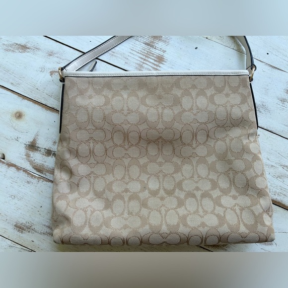 COACH Signature zip File Crossbody purse Shoulder Bag Canvas monogram jacquard - Picture 8 of 16